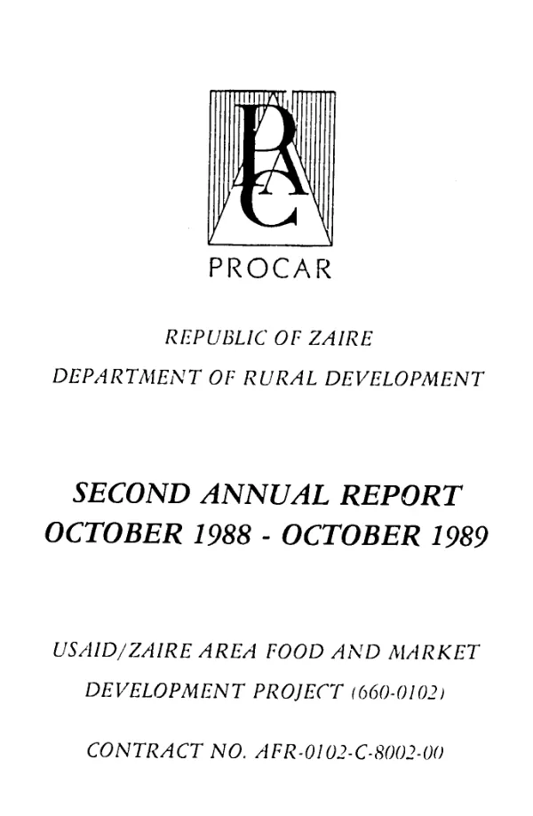 Republic of Zaire, Department of Rural Development : second annual report, October 1988-October 1989