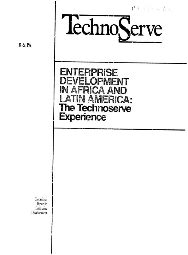 Enterprise development in Africa and Latin America : the Technoserve experience