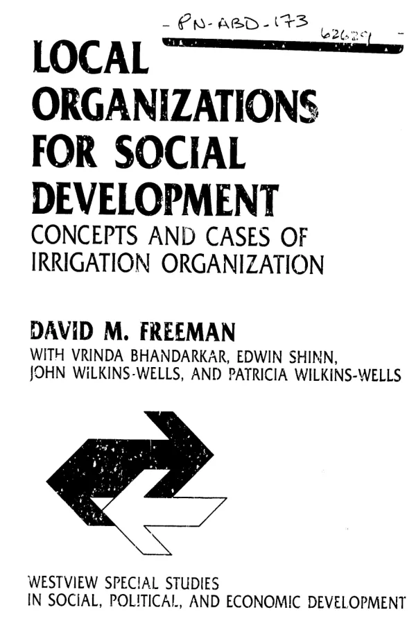 Local organizations for social development : concepts and cases of irrigation organization