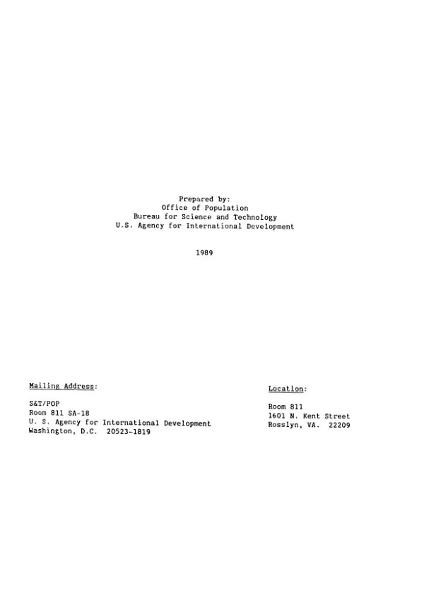 User"s guide to the Office of Population, Agency for International Development