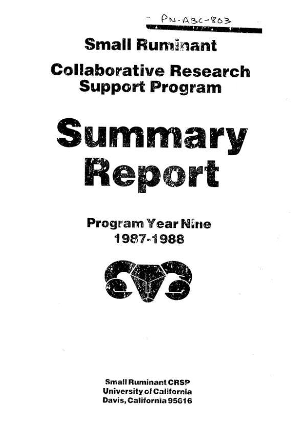 Small ruminant collaborative research support program : summary report, program year nine, 1987-1988
