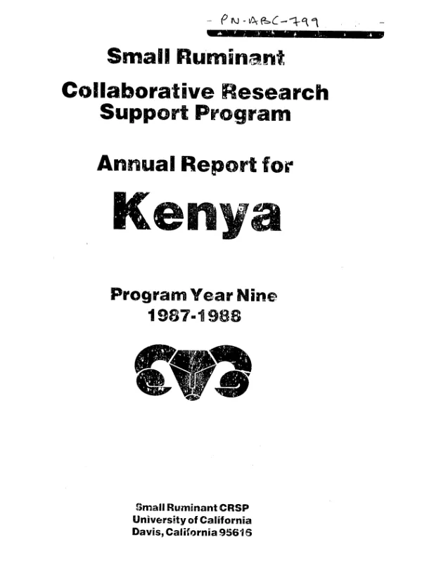 Small ruminant collaborative research support program : annual report for Kenya, program year nine, 1987-1988