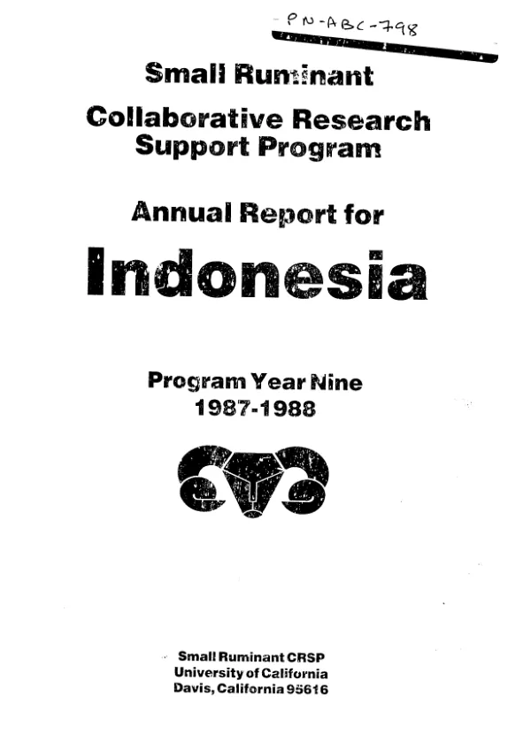 Small ruminant collaborative research support program : annual report for Indonesia, program year nine, 1987-1988