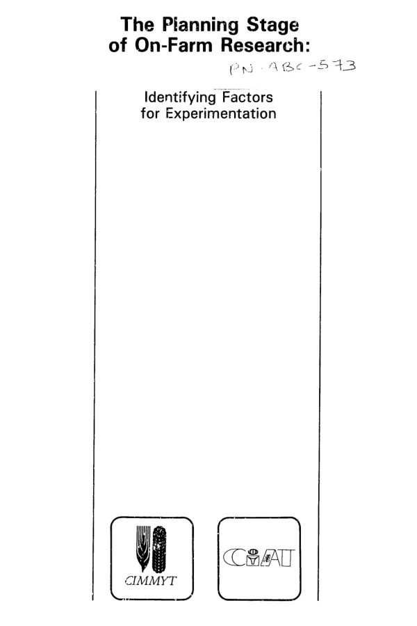 Planning stage of on-farm research : identifying factors for experimentation
