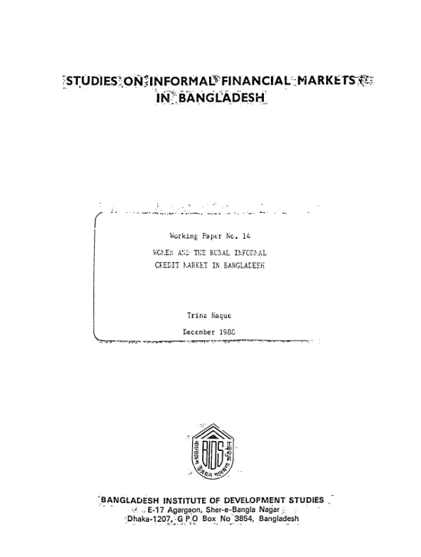 Women and the rural informal credit market in Bangladesh