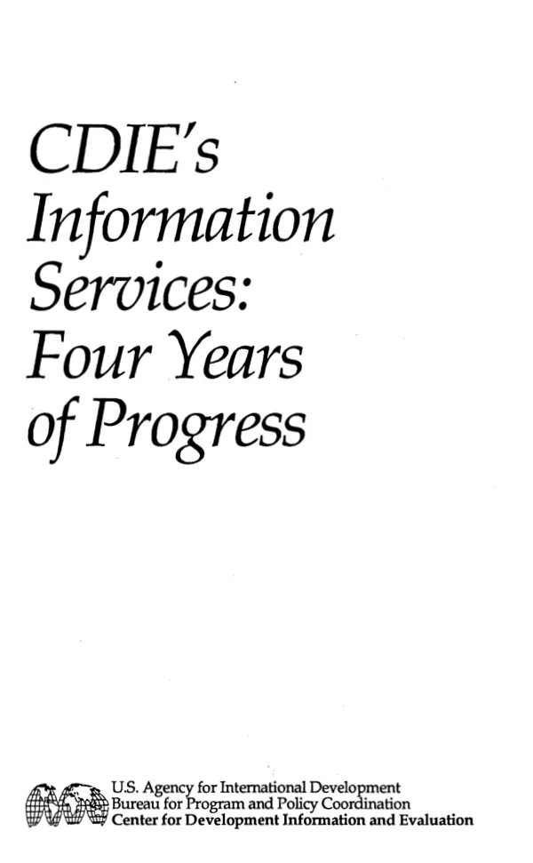 CDIE"s information services : four years of progress