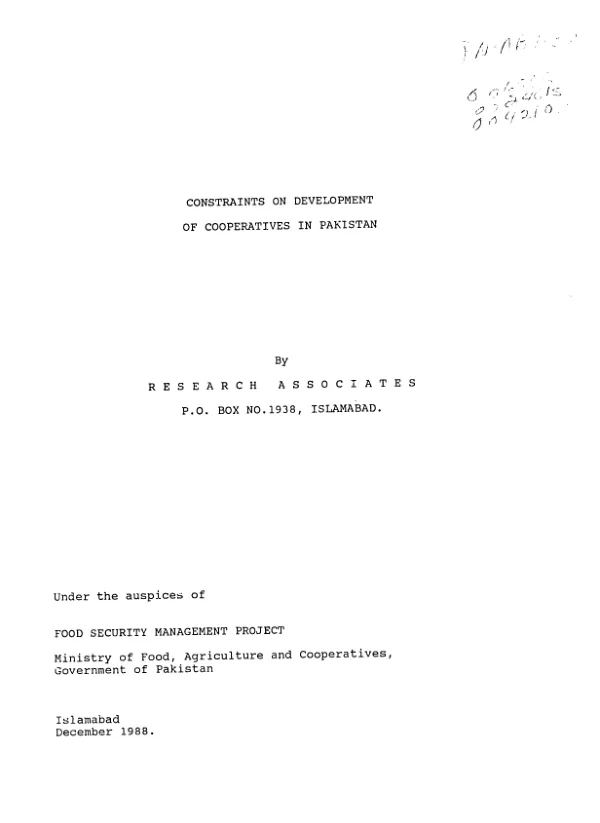 Constraints on development of cooperatives in Pakistan