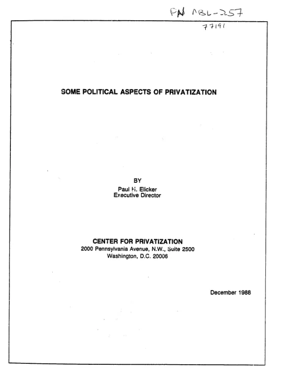 Some political aspects of privatization