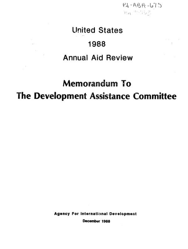 United States 1988 annual aid review : memorandum to the Development Assistance Committee
