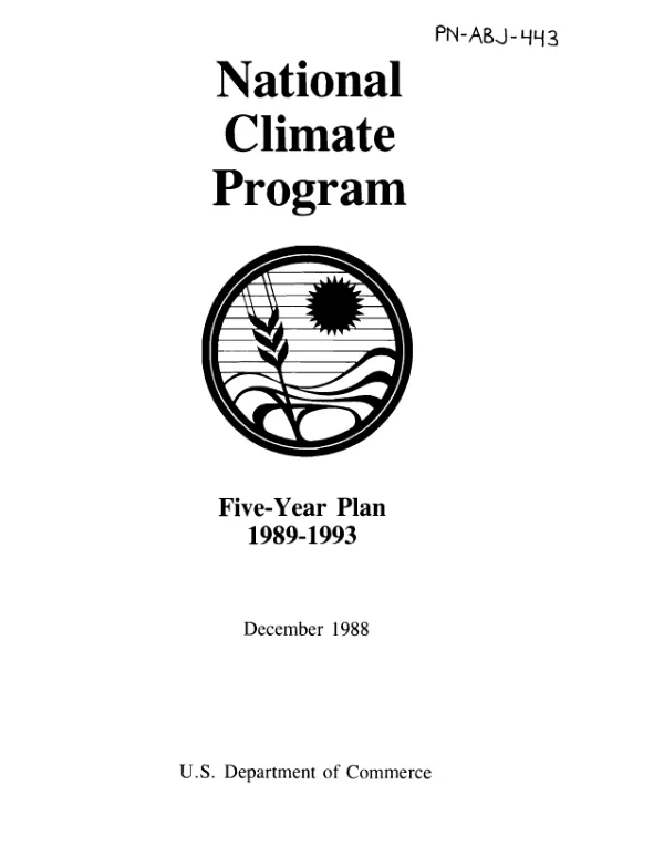 National climate program : five-year plan 1989-1993