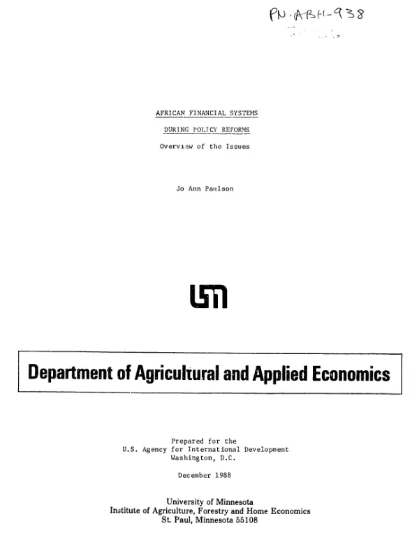 African financial systems during policy reforms : overview of the issues