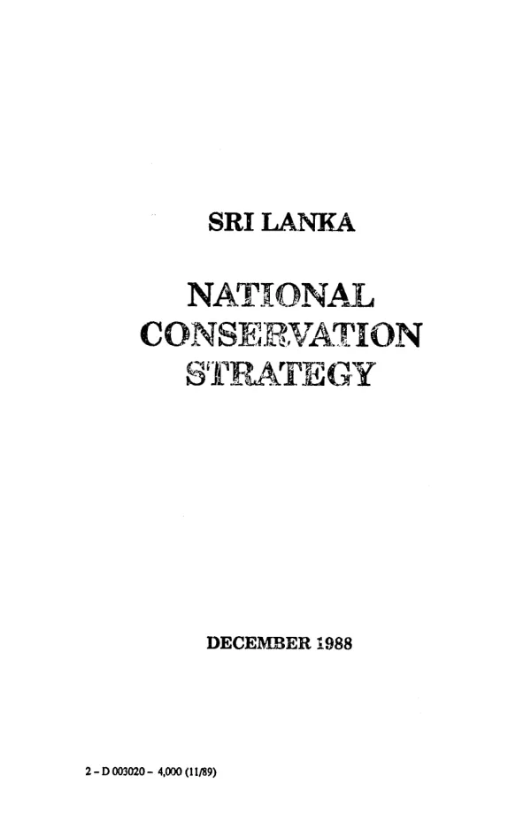 Sri Lanka : national conservation strategy