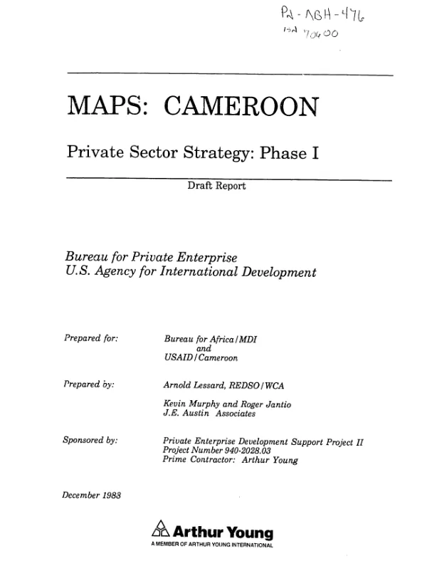 MAPS : Cameroon -- private sector strategy -- phase I