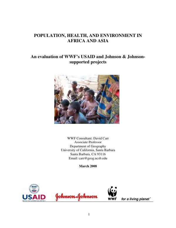 Population, health, and environment in Africa and Asia : an evaluation of WWF"s USAID and Johnson & Johnson-supported projects