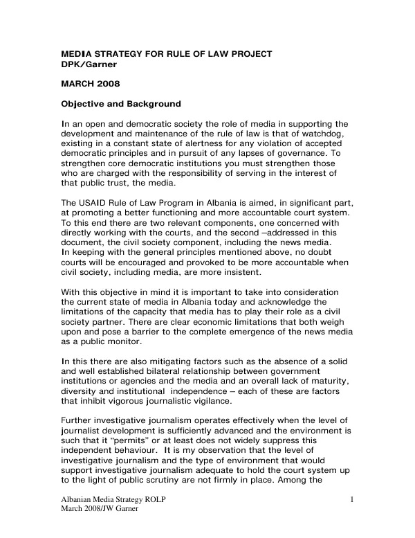 Media strategy for rule of law project