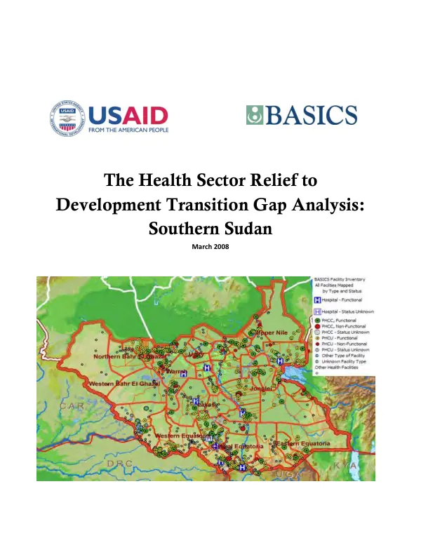 The health sector relief to development transition gap analysis : Southern Sudan