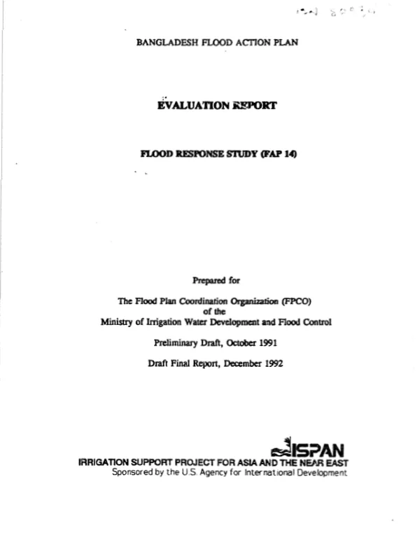 Bangladesh flood action plan : evaluation report -- flood response study (FAP 14)