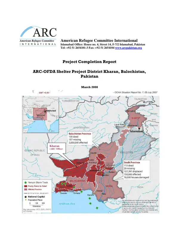 Emergency shelter and WASH response to cyclone Yemyin flood-affected population of district Kharan and Naushki, Baluchistan