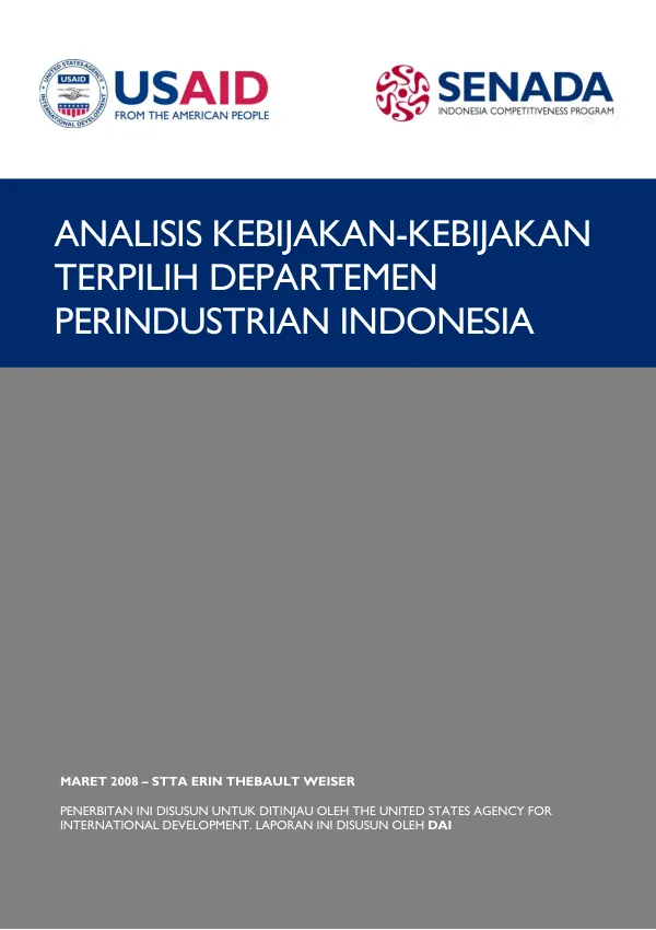 Analisis kebijakan-kebijakan terpilih departemen perindustrian Indonesia