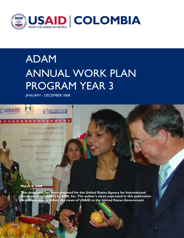 ADAM annual work plan, program year three, January-December 2008
