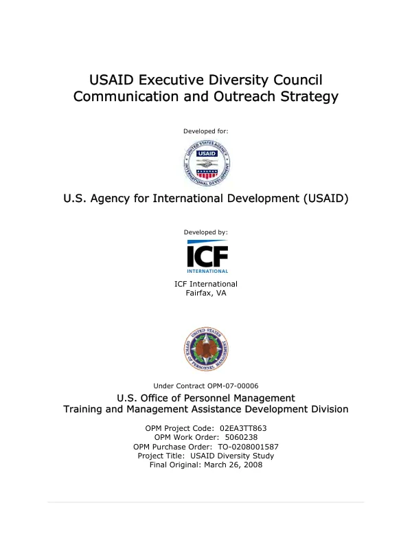 USAID Executive Diversity Council communication and outreach strategy