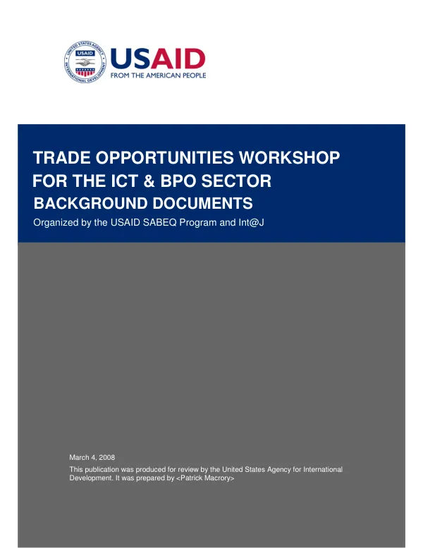 Trade opportunities workshop for the ICT and BPO sector : background documents