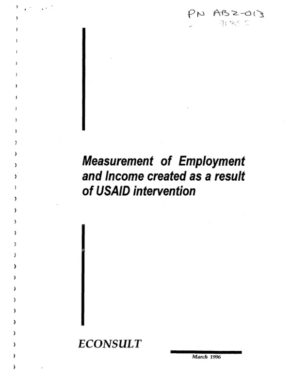 Measurement of employment and income created as a result of USAID intervention