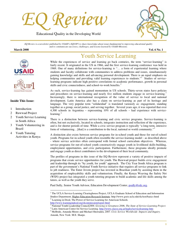 Youth service learning