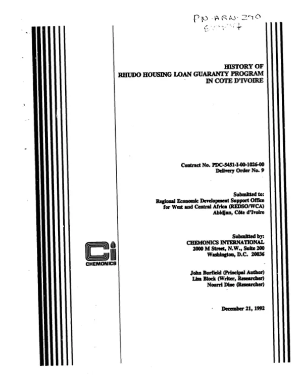 History of RHUDO housing loan guaranty program in Cote d'Ivoire
