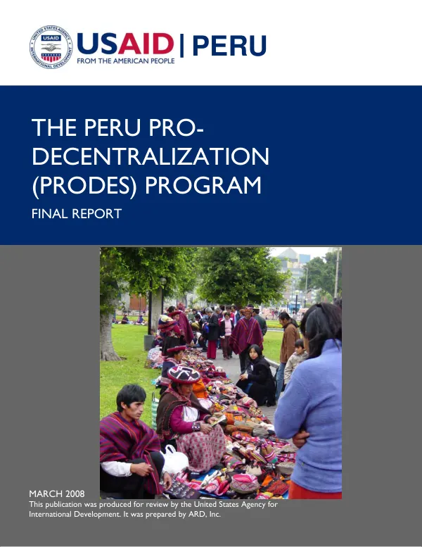 The Peru pro-decentralization (PRODES) program : final report