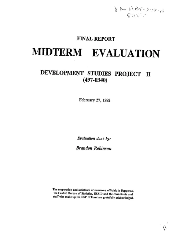 Midterm evaluation : development studies project II (497-0340)