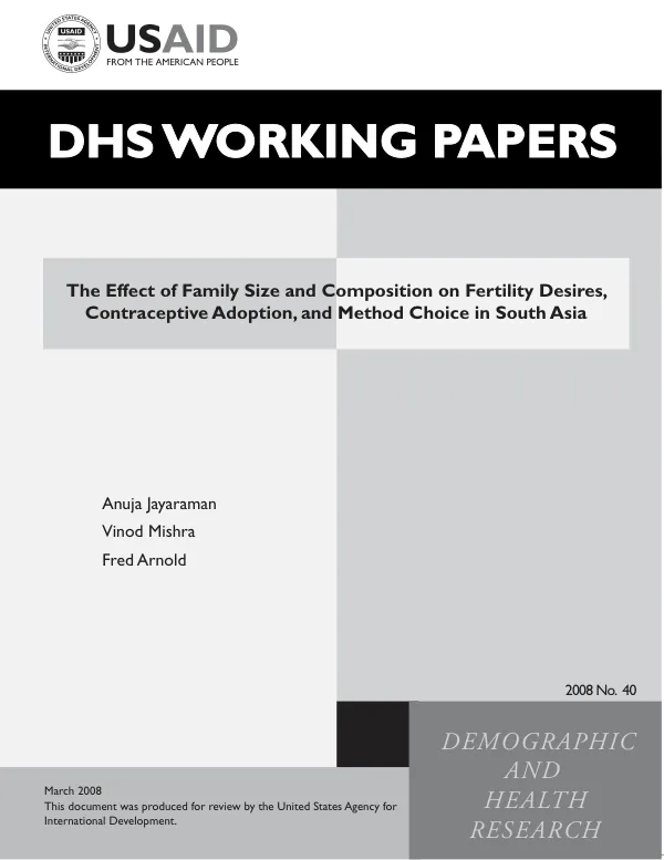Effect of family size and composition on fertility desires, contraceptive adoption, and method choice in South Asia