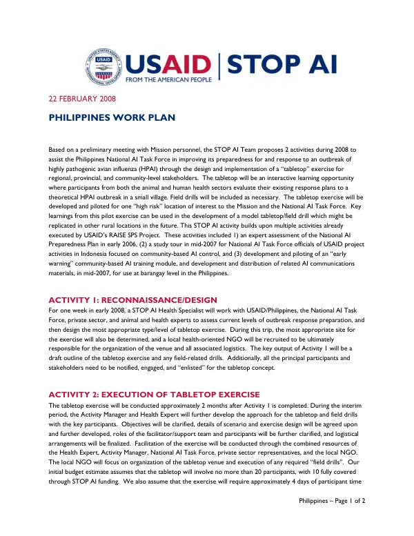 Philippines work plan [STOP AI]