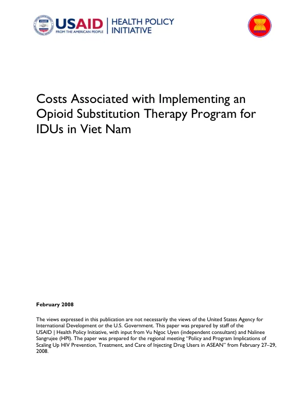 Costs associated with implementing an opioid substitution therapy program for IDUs in Viet Nam