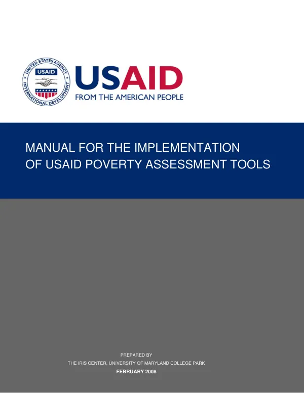 Manual for the implementation of USAID poverty assessment tools