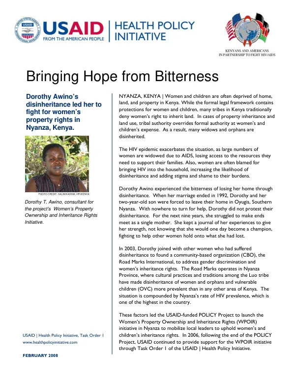 Bringing hope from bitterness