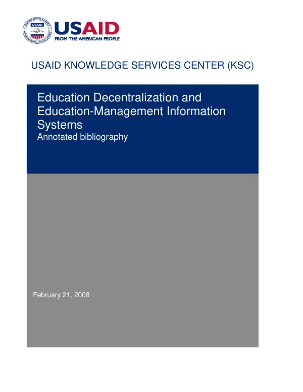 Education decentralization and education-management information systems : annotated bibliography