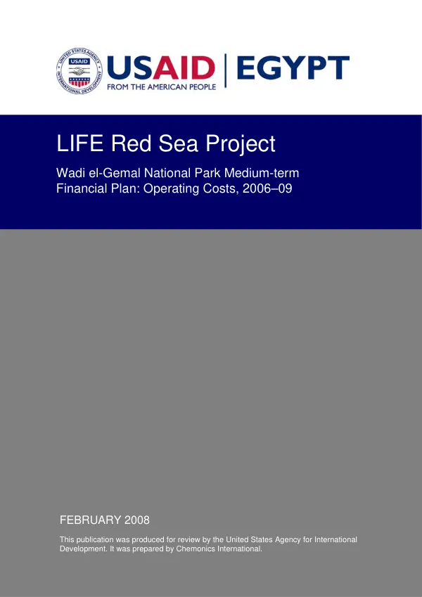 Wadi El Gemal-Hamata National Park medium-term financial plan : operating costs, 2006-09