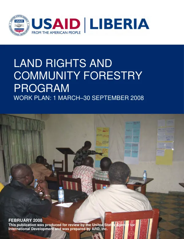 Land rights and community foretry program : work plan, 1 March-30 September, 2008
