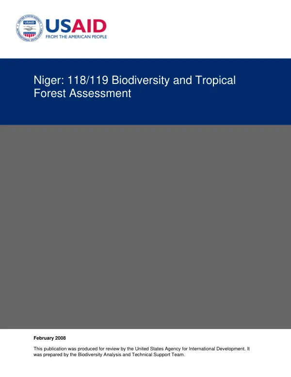 Niger : 118/119 biodiversity and tropical forest assessment