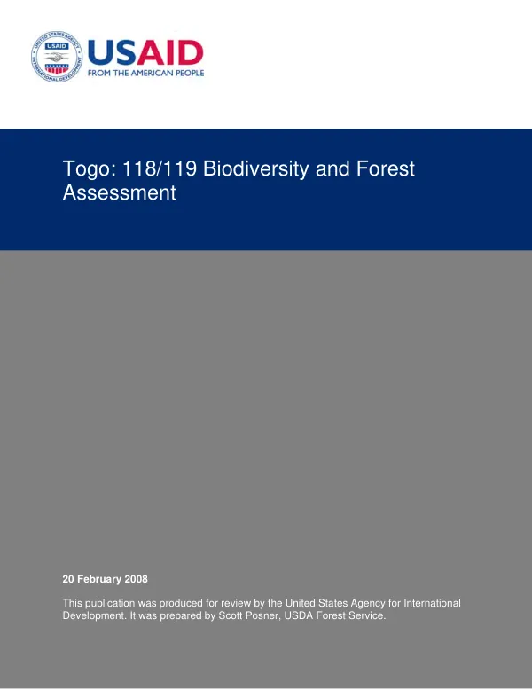 Togo : 118/119 biodiversity and forest assessment