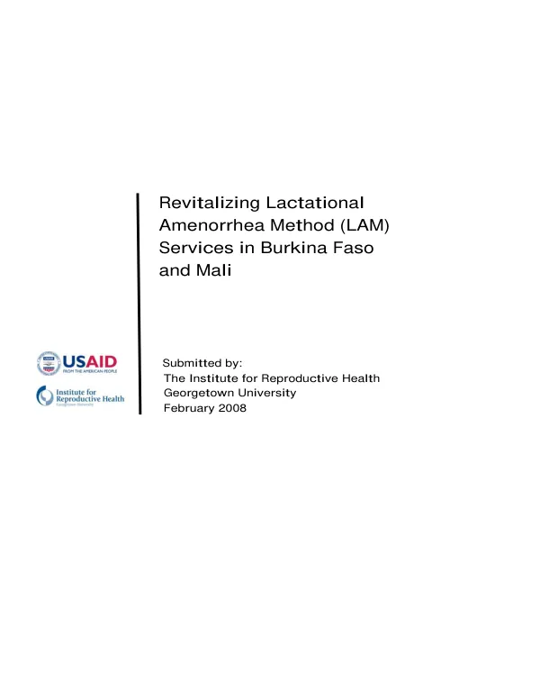 Revitalizing lactational amenorrhea method (LAM) services in Burkina Faso and Mali
