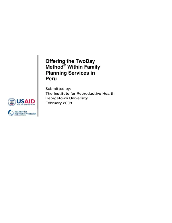 Offering the TwoDay (R) method within family planning services in Peru