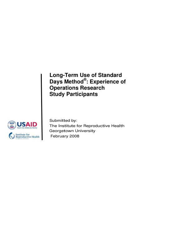 Long-term use of Standard Days Method(R) : experience of operations research study participants