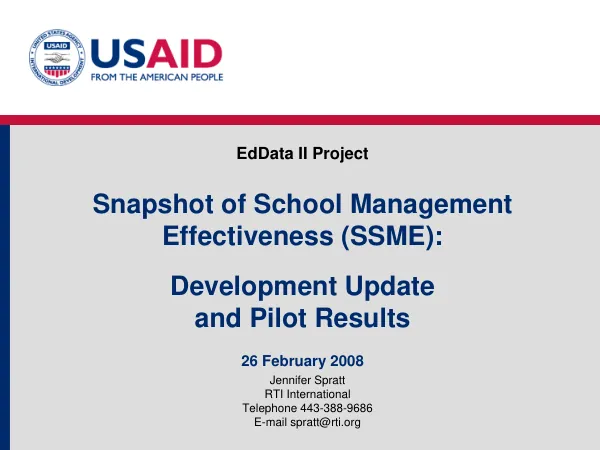 Snapshot of school management effectiveness (SSME) : development update and pilot results