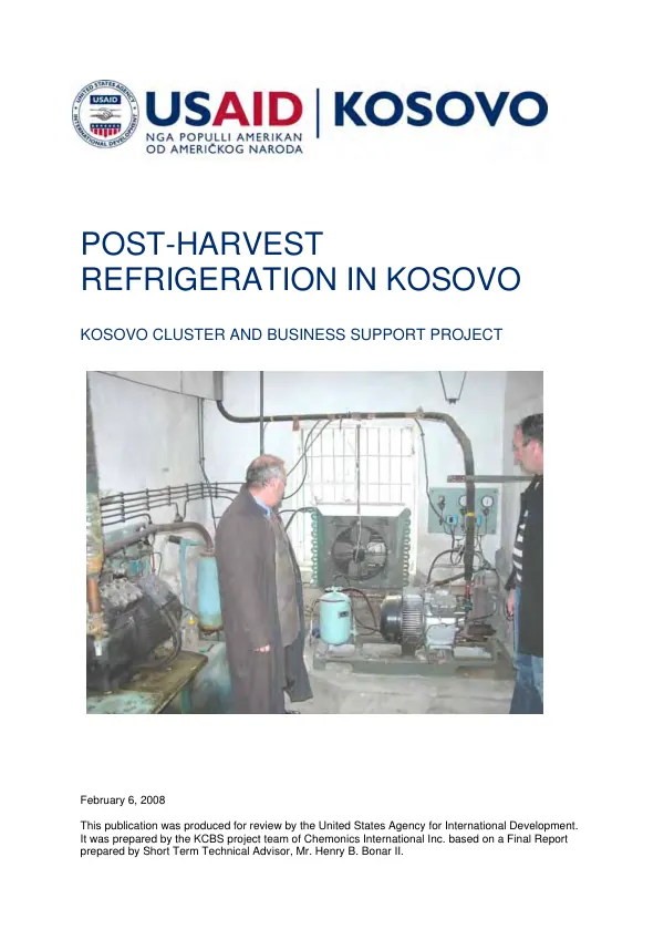 Post-harvest refrigeration in Kosovo