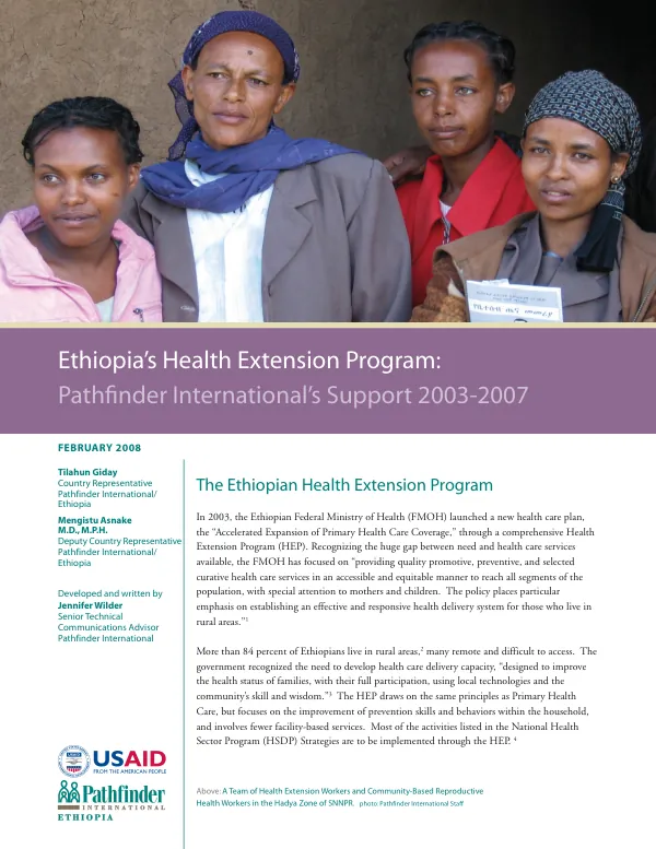 Ethiopia"s health extension program : Pathfinder International"s support 2003-2007