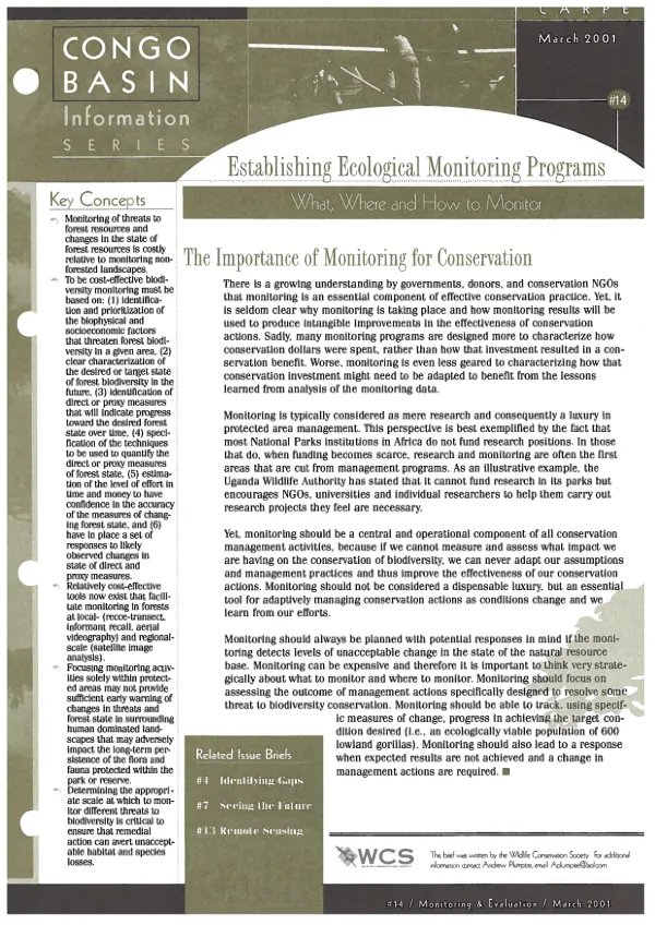 Establishing ecological monitoring programs : what, where and how to monitor