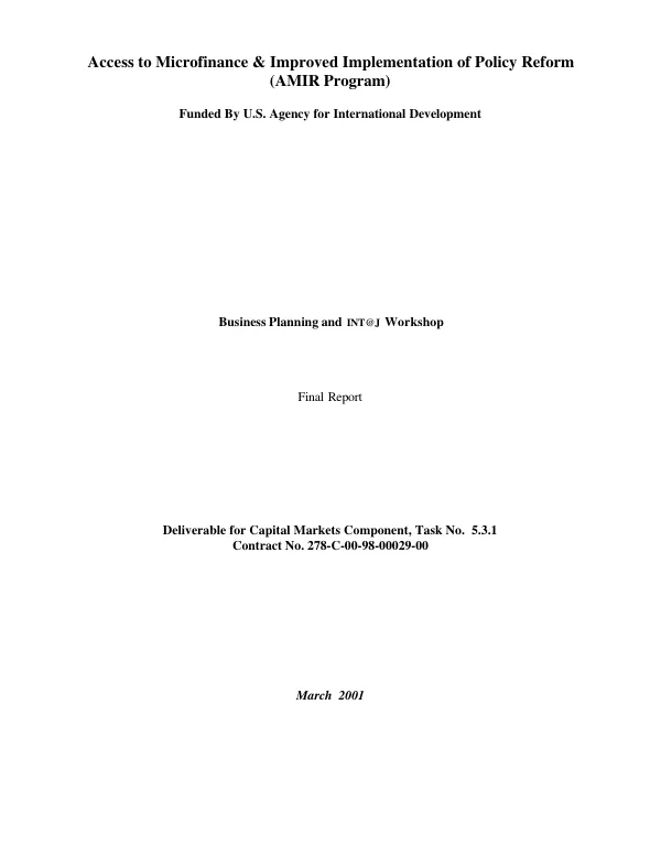 Business planning and INT@J [Information Technology Association of Jordan] workshop [Feb. 25-26, 2001, Amman, Jordan] : final report