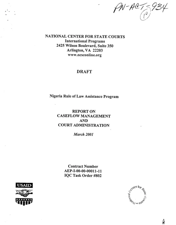 Nigeria rule of law assistance program : report on case flow management and court administration